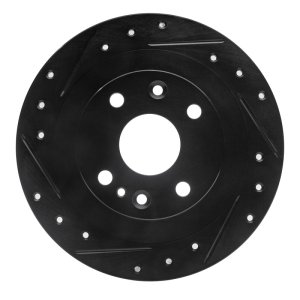 Volkswagen Saveiro Brake Rotor (1) - Rear Left - R1 Concepts - Drilled & Slotted - Black - `18-`19